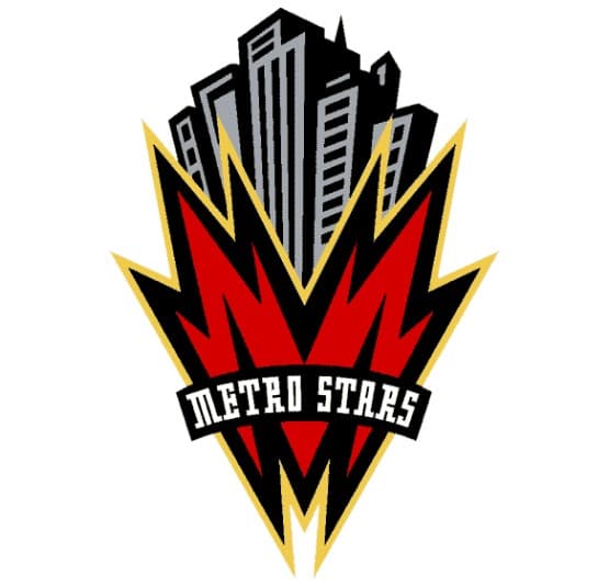 NY/NJ Metrostars y New York RB. El equipo se fundó en 1996 y utilizaron este escudo durante un año.