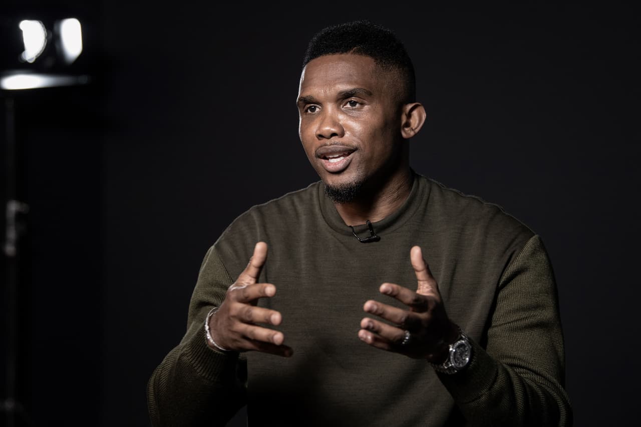 Former Cameroonian forward Samuel Eto'o poses during a photo session on October 24, 2019 in Paris. (Photo by BERTRAND GUAY / AFP) (Photo by BERTRAND GUAY/AFP via Getty Images)