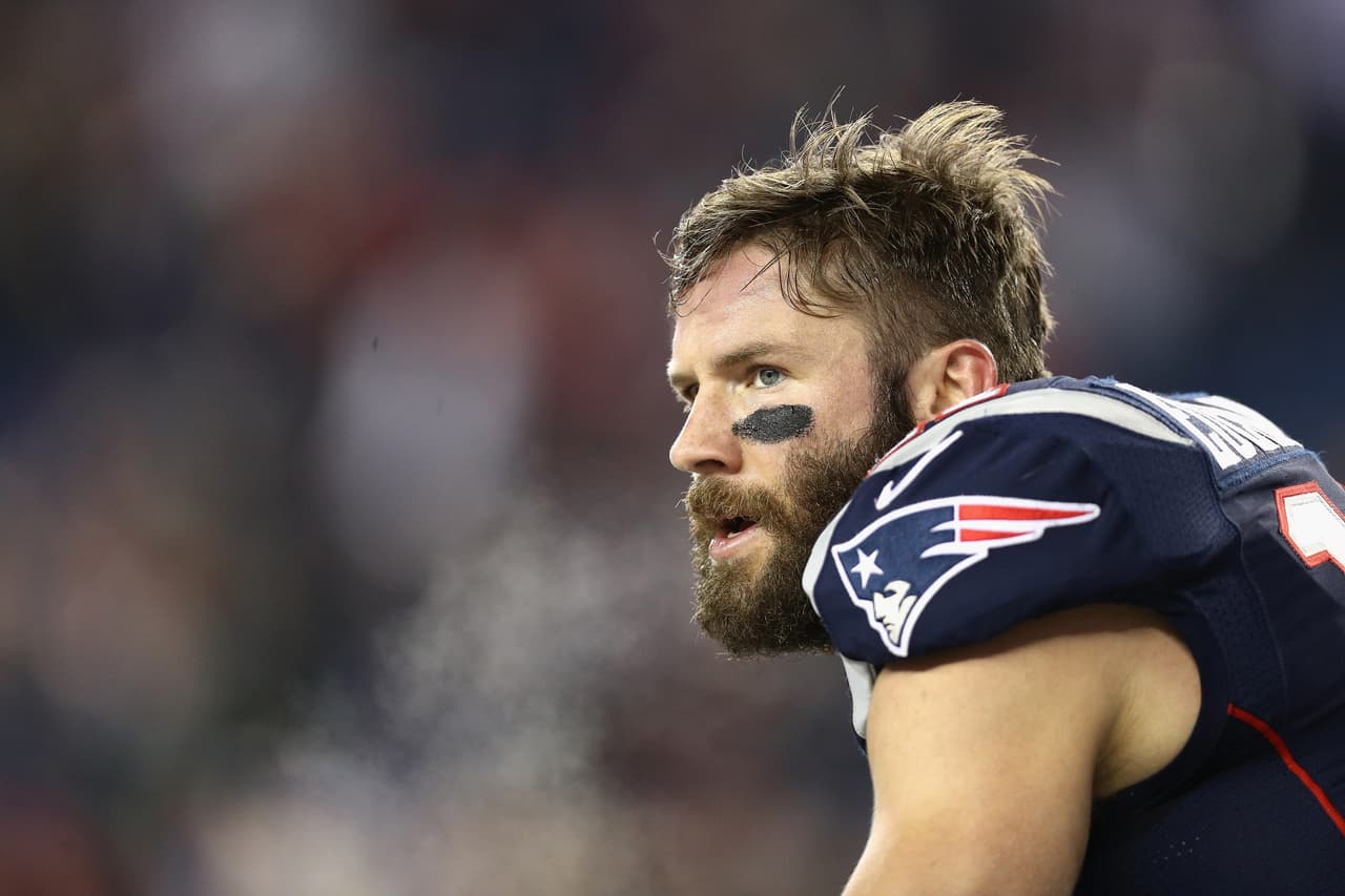 FOXBORO, MA - DECEMBER 12: Julian Edelman #11 of the New England Patriots looks on before the game against the Baltimore Ravens at Gillette Stadium on December 12, 2016 in Foxboro, Massachusetts. (Photo by Maddie Meyer/Getty Images)