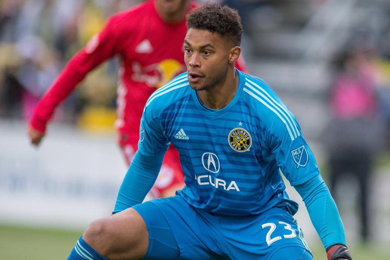 Nov 4, 2018; Columbus, OH, USA; Columbus Crew SC goalkeeper Zack Steffen (23) in the second half against the New York Red Bulls at Mapfre Stadium. Mandatory Credit: Trevor Ruszkowski-USA TODAY Sports