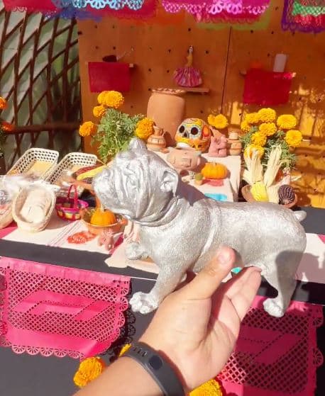 Roscoe, el perro de Lewis Hamilton, es recordado en una ofrenda especial de Día de Muertos en la organización del GP de México.