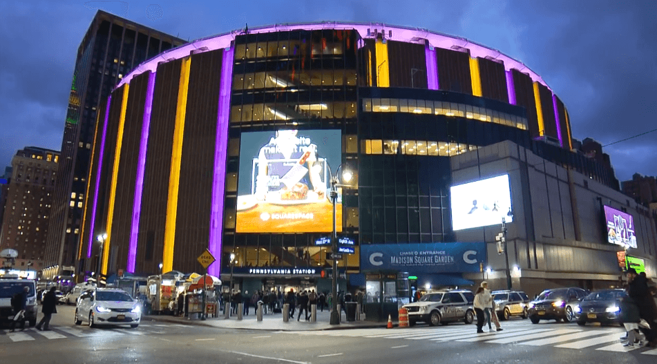Así luce el Madison Square Garden, un pabellón deportivo multiusos situado en el distrito de Manhattan, en Nueva York.