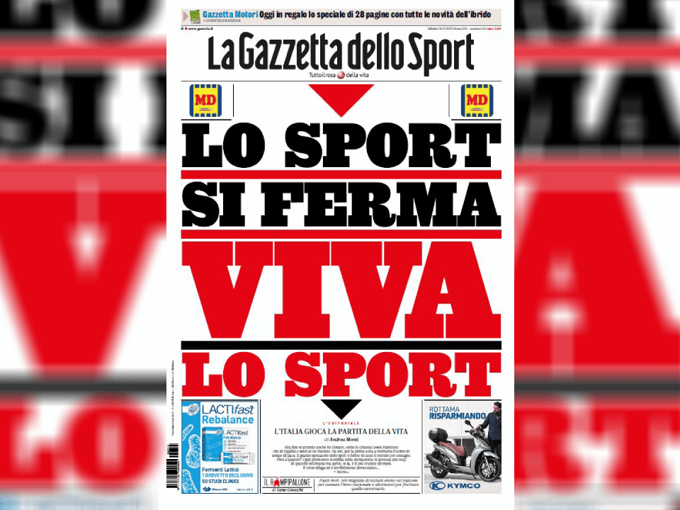 Así es como las portadas de revistas y periódicos viven esta época del coronavirus, un mundo sin deporte es impensable.