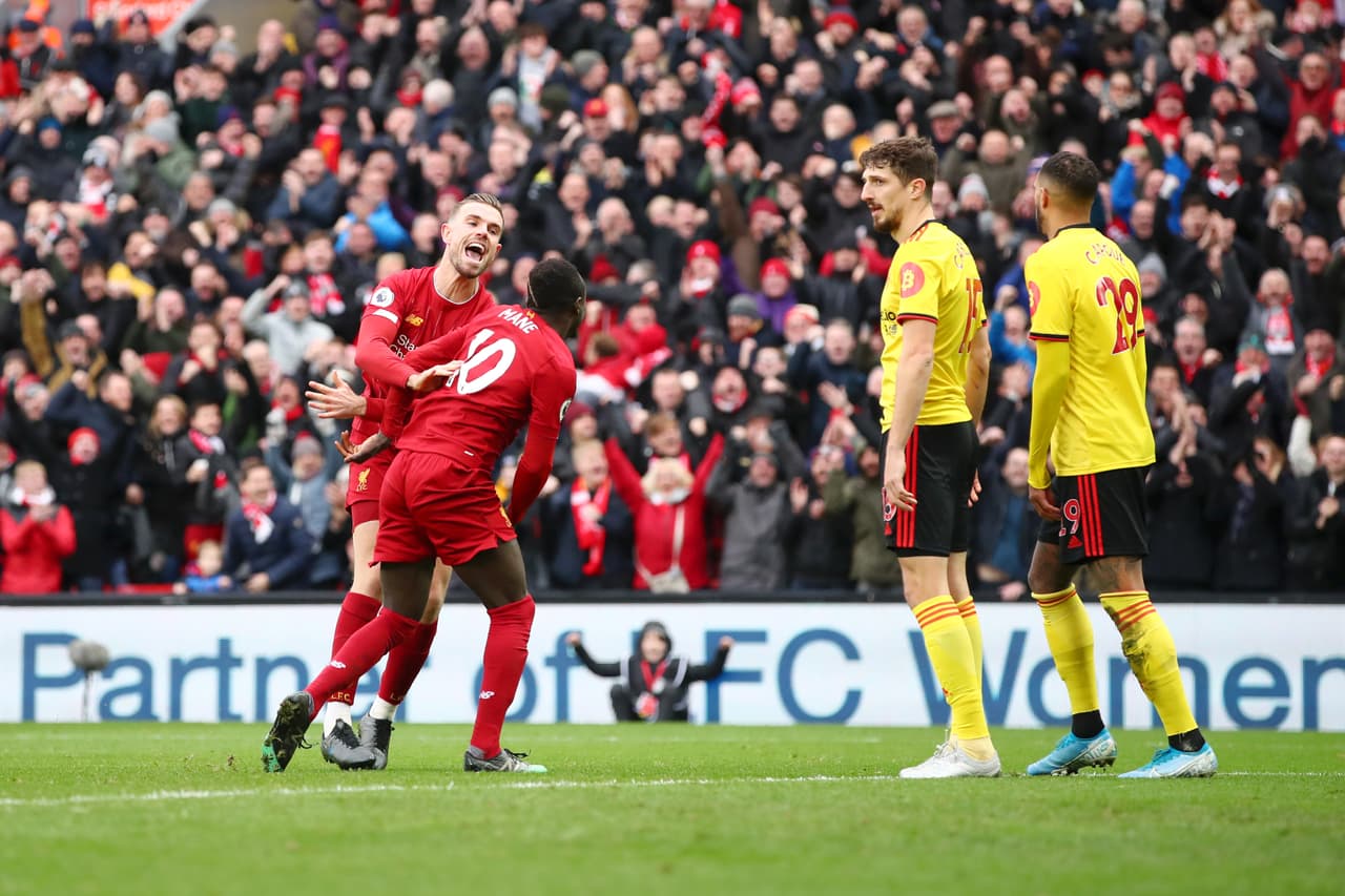 Salah (38´, 90’) marcó lo goles por los locales. Liverpool lega a 49 unidades, mientras que Watford sólo acumula 9.