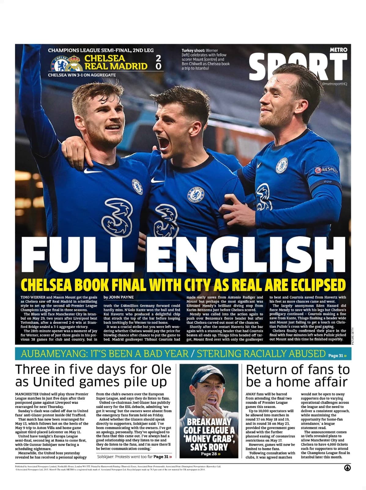 Las portadas de los diarios deportivos más importantes del mundo se ilustran con la eliminación del Real Madrid a manos del Chelsea.
