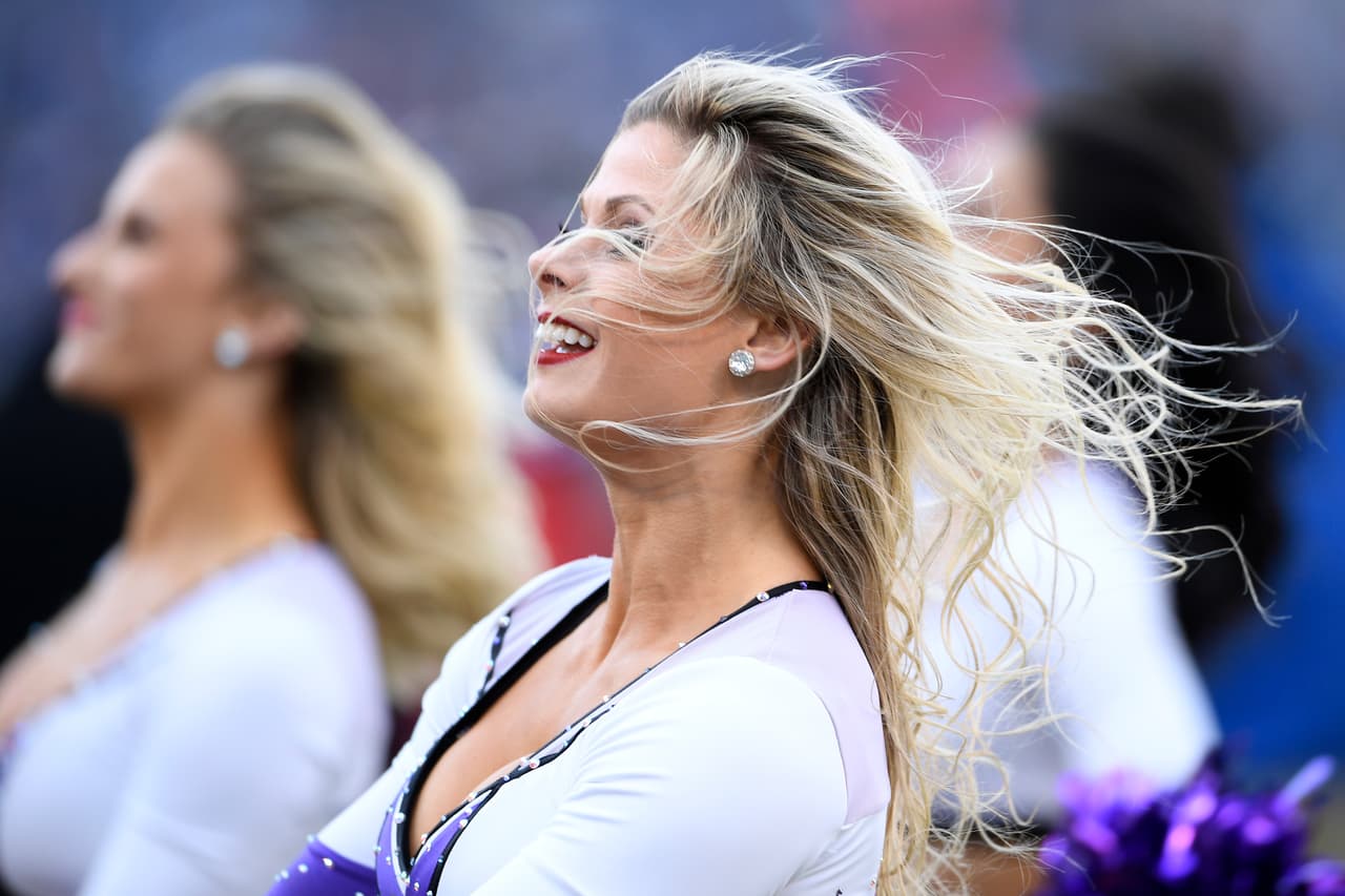 A Baltimore Ravens cheerleader performs in the first half of an NFL wild card playoff football game between the Ravens and the Los Angeles Chargers, Sunday, Jan. 6, 2019, in Baltimore. (AP Photo/Nick Wass)