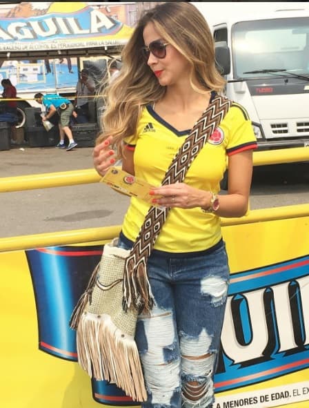 La bella modelo se encuentra en Estados Unidos apoyando al combinado colombiano y a su esposo Santiago Arias.