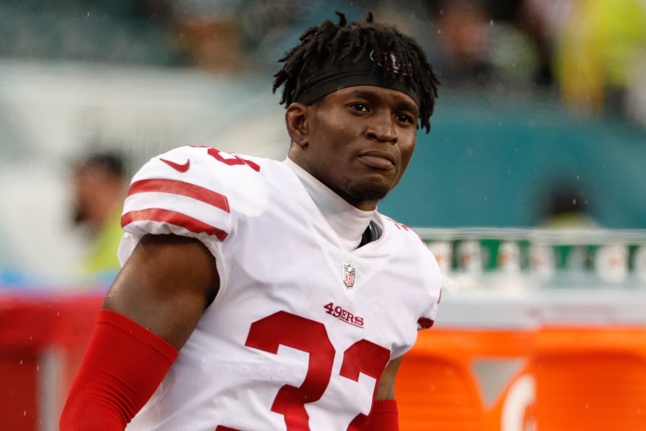 San Francisco 49ers' Rashard Robinson looks on during an NFL football game against the Philadelphia Eagle, Sunday, Oct. 29, 2017, in Philadelphia. (AP Photo/Chris Szagola)