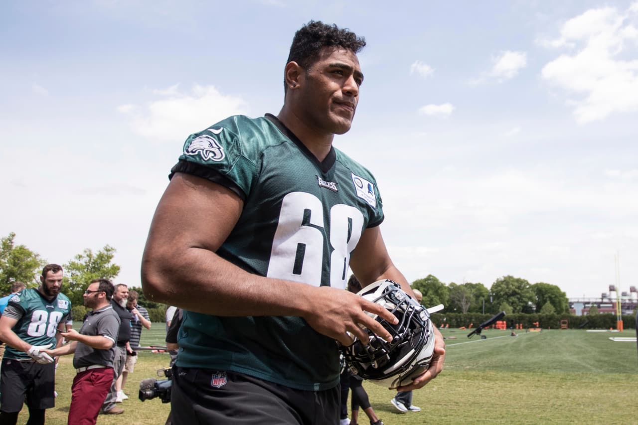 Jordan Mailata, jugador australiano de rugby, fue seleccionado en la séptima ronda por los Philadelphia Eagles y en 2018 formó parte del roster de los 53 jugadores.