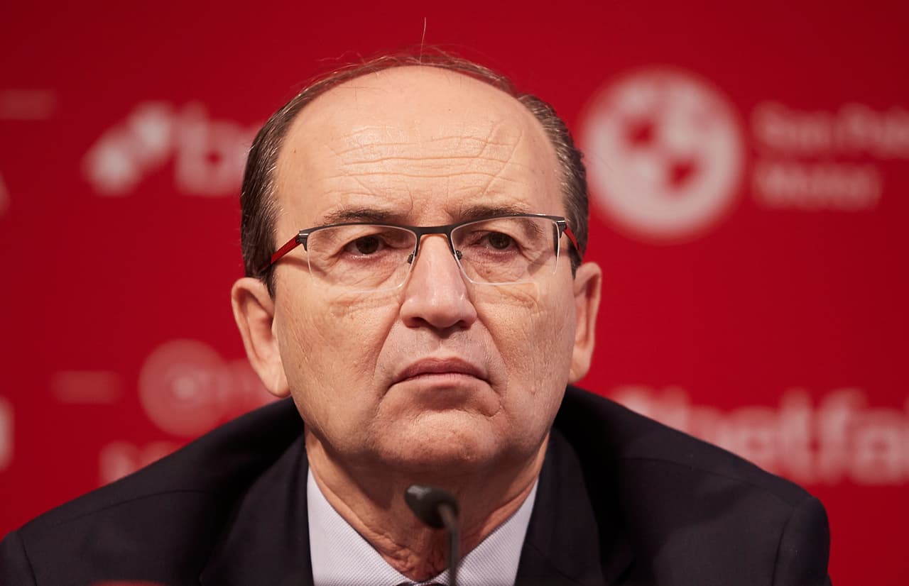 El presidente del Sevilla FC, Pepe Castro, en la presentación de Julen Lopetegui como nuevo entrenador.