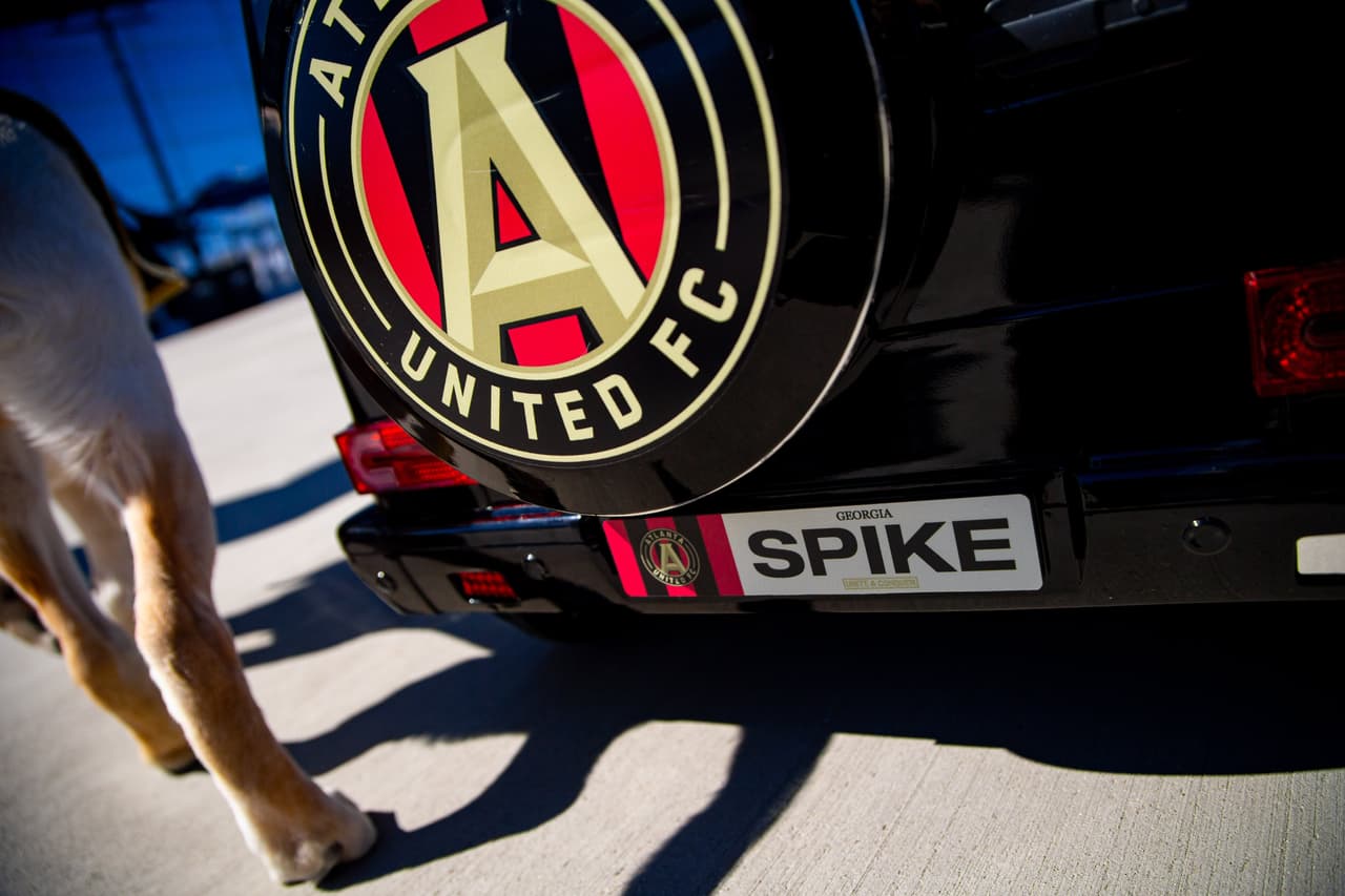 Él es Spike, el perro que busca servir como entrenamiento de perros y porta con gusto la playera del Atlanta United. Su misión es ayudar en algún momento a ayudar a un veteranos que lo necesiten.