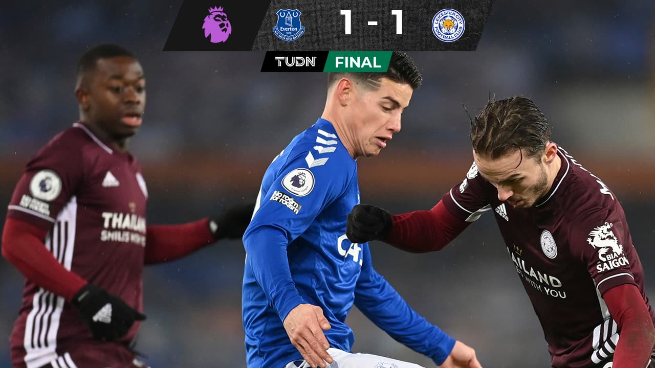 James Rodríguez marca golazo en empate del Everton ante Leicester