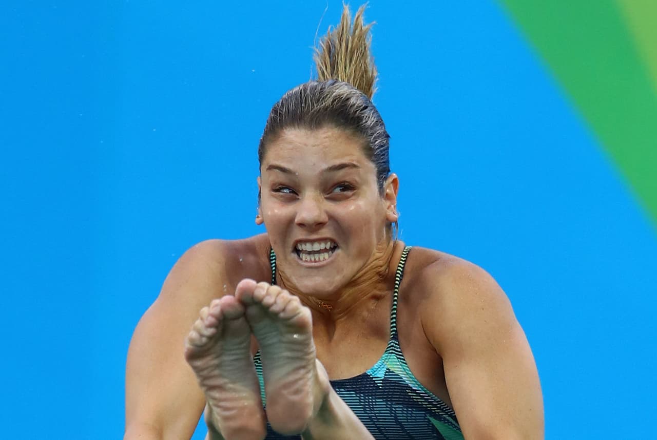 La clavadista Juliana Veloso (Brasil) durante la ronda clasificatoria.