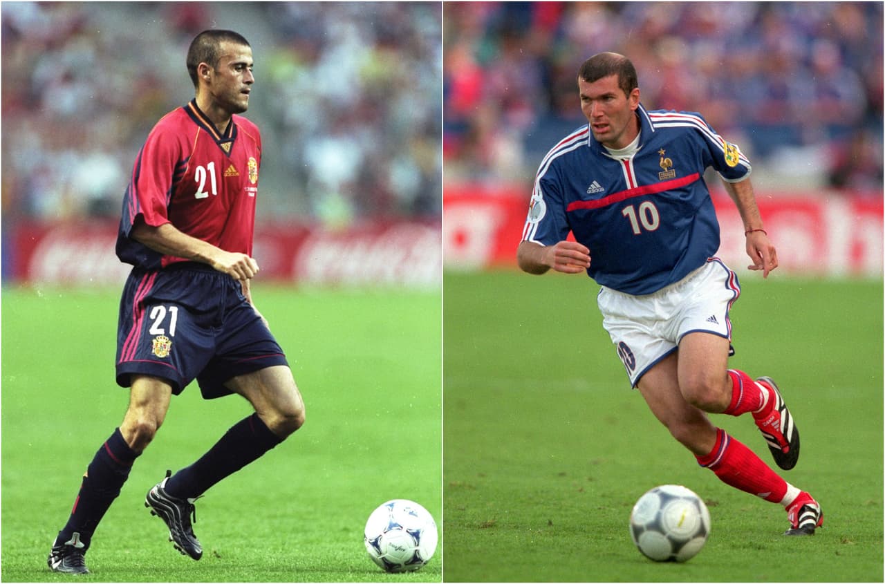 A nivel selecciones nacionales, Zidane y Luis Enrique solo se enfrentaron una vez y lo hicieron en partido oficial. El encuentro entre ambos mediocampistas se dio durante la Eurocopa Inglaterra 1996 con resultado de empate 1-1 entre Francia y España.