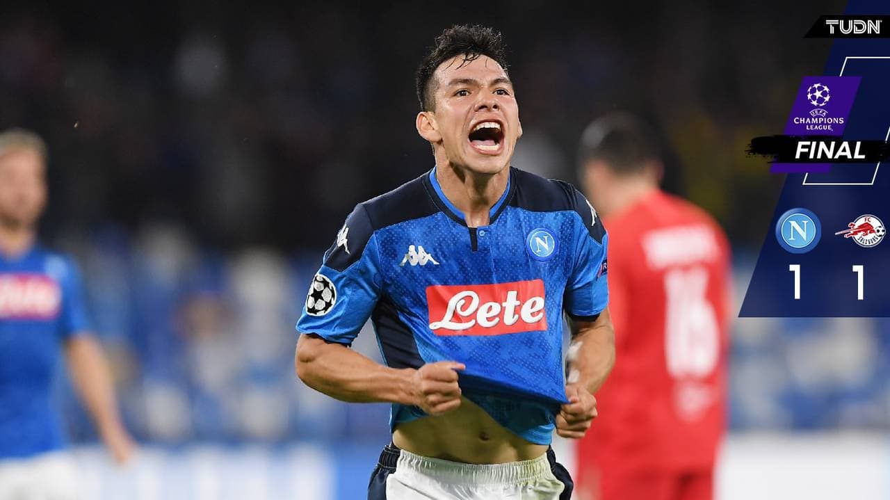 Con gol del Chucky Lozano, Napoli empató ante el Salzburg