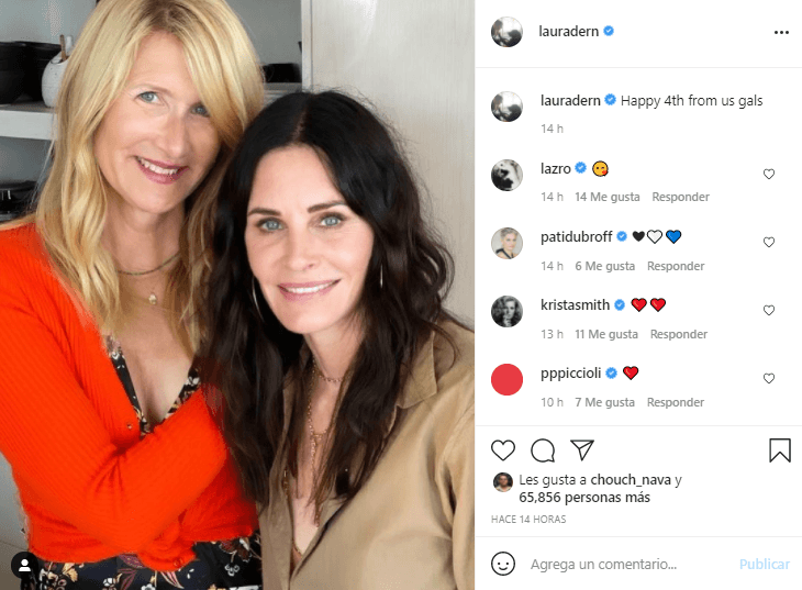 Laura Dern compartió una postal con Courteney Cox.
