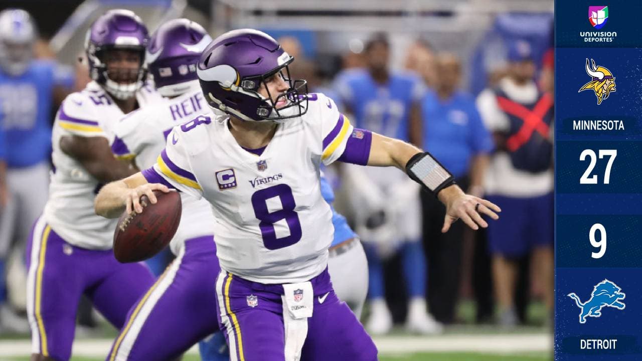 Los Vikings se respaldaron en los tres pases de anotación de Kirk Cousins para vencer a los Lions en Detroit y llegar a la Semana 17 controlando su propio destino para meterse a los Playoffs.