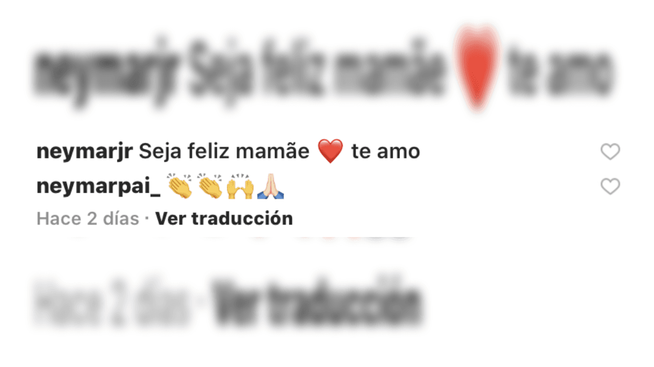 A pesar de todo, esto no parece crearle ningún conflicto a Neymar, tienen la afinidad de amar la pelota. Además, el propio jugador del PSG envió un mensaje para su madre cuando ella misma ratificó la relación con Thiago.