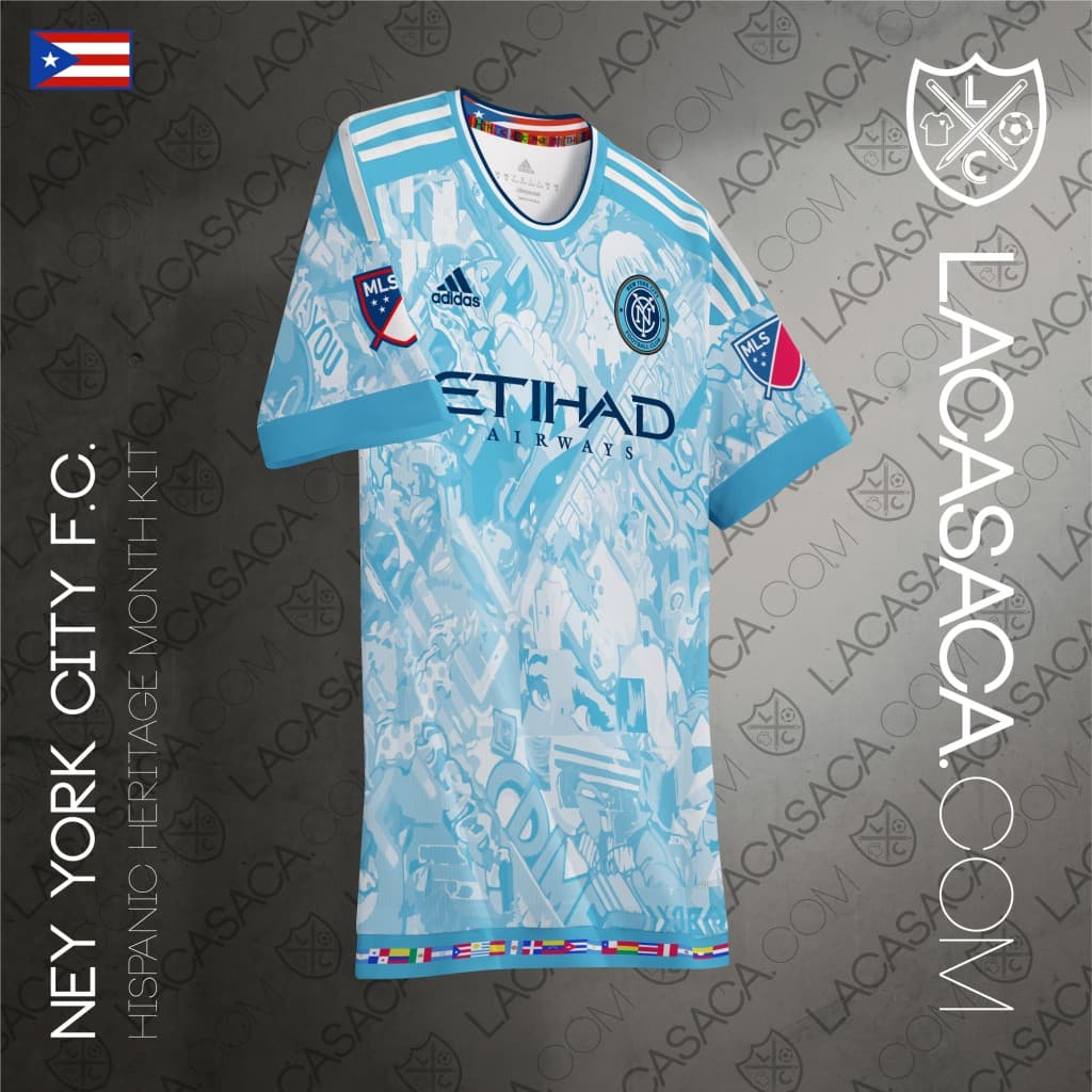 Los grafittis y el arte callejero del Bronx se ven de maravilla en esta casaca. Además, Josh Saunders, portero de NYCFC jugó para la selección de Puerto Rico anteriormente.