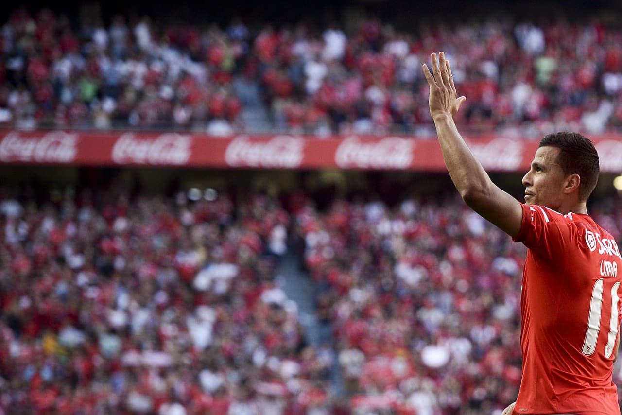 Rodrigo Lima celebra su gol ante Marítimo.