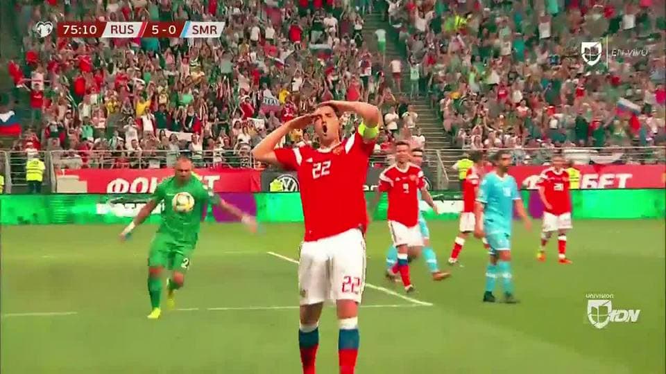 ¡GOOOL! Artem Dzyuba anota para Russia