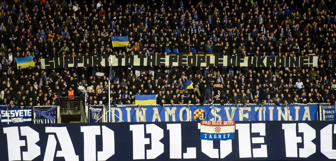 Dinamo Zagreb y su apoyo a la gente de Ucrania por la guerra de Rusia.