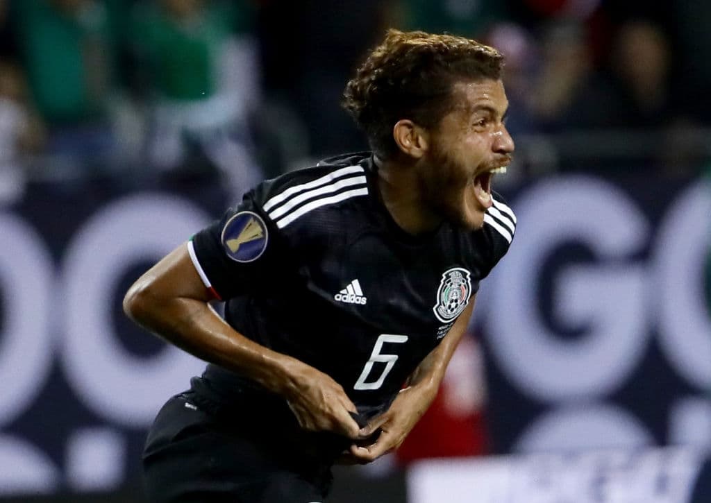 CHICAGO, ILLINOIS - JULY 07: Jonathan dos Santos #6 of the Mexico celebrates after scoring a goal in the second half during the 2019 CONCACAF Gold Cup Final at Soldier Field on July 07, 2019 in Chicago, Illinois. (Photo by Jonathan Daniel/Getty Images)