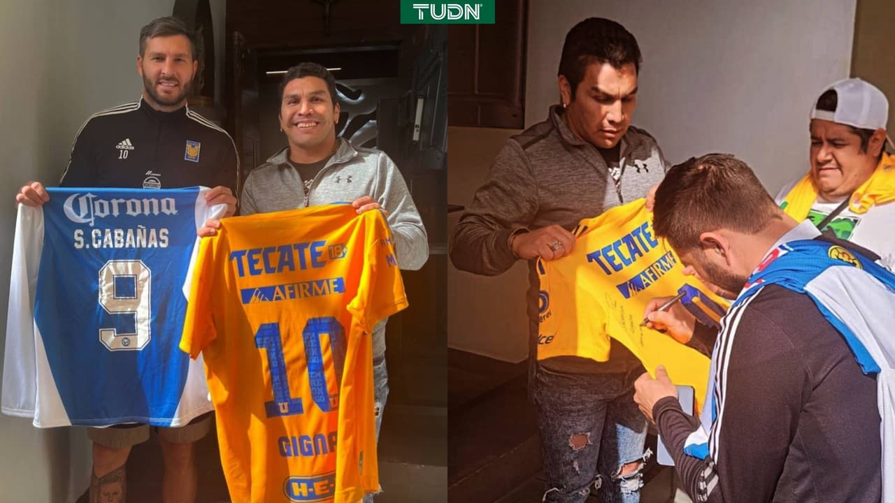Salvador Cabañas visita a Tigres y cambia su playera con Gignac