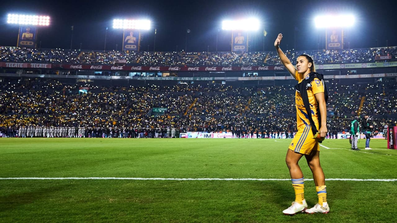 Nayeli Rangel, de Tigres Femenil, durante la Final de la Liga BBVA MX Femenil frente a Rayadas.