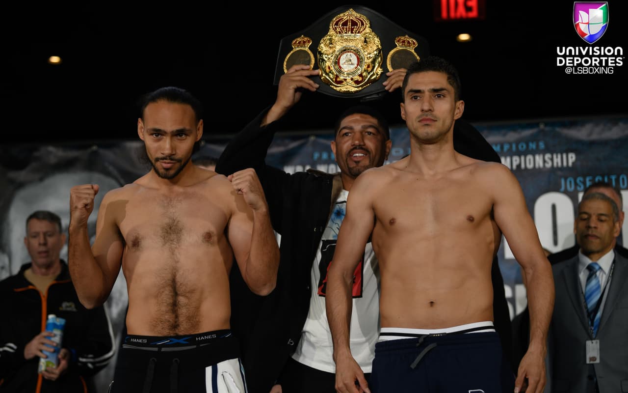 <b>Keith Thurman</b> pesó146.6 libras, mientras
<b> Josesito López</b> marcó 146.5.