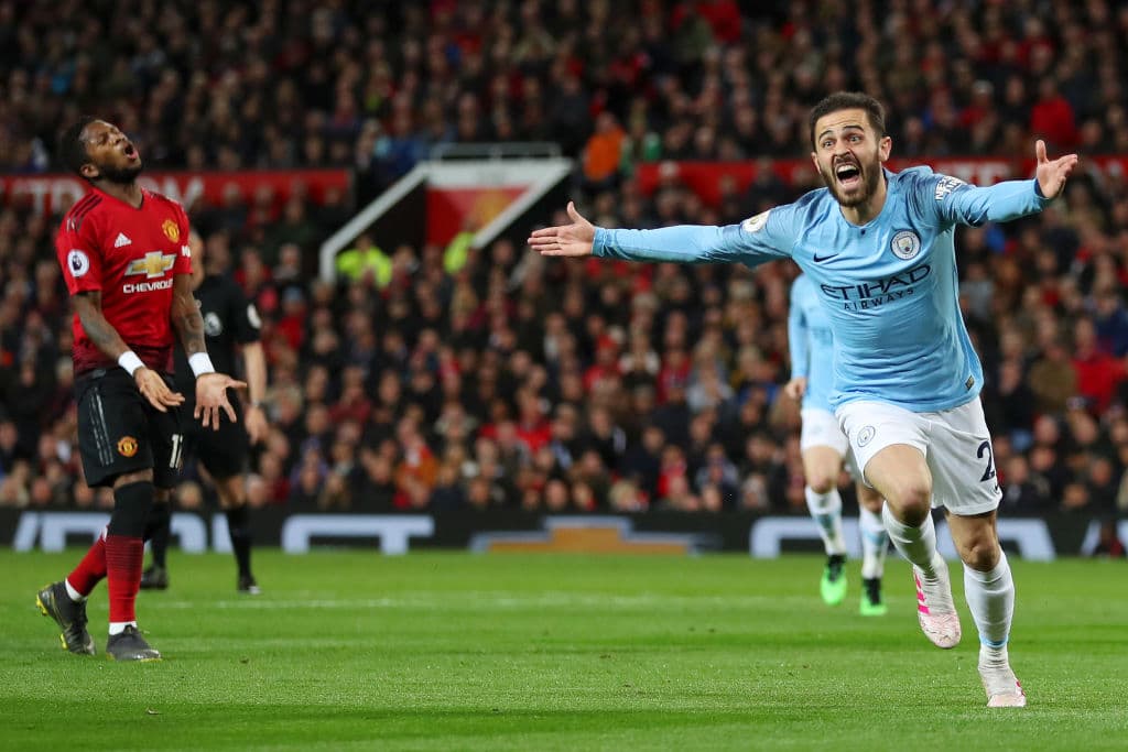 Pero a los 54 minutos se quebró la defensa del United cuando Bernardo Silva le daba la ventaja al Manchester City. Y así festejaba.