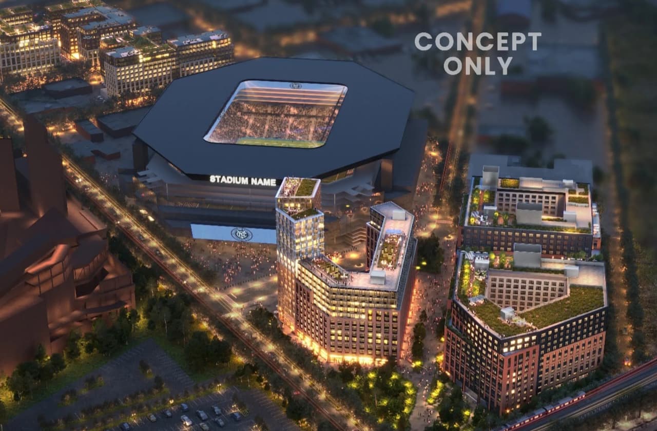 Proyección del futuro estadio de New York City FC en Willets Point, Queens.
