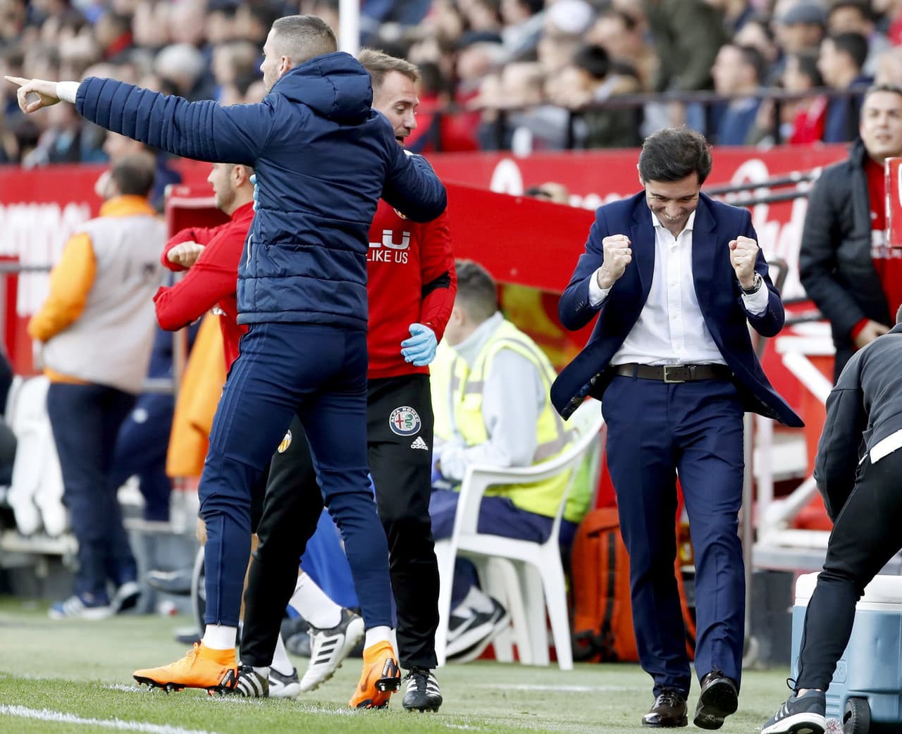 La felicidad de Marcelino García, técnico de Valencia, fue evidente porque casi que se asegura un espacio para la próxima Champions League, al menos en su fase clasificatoria.