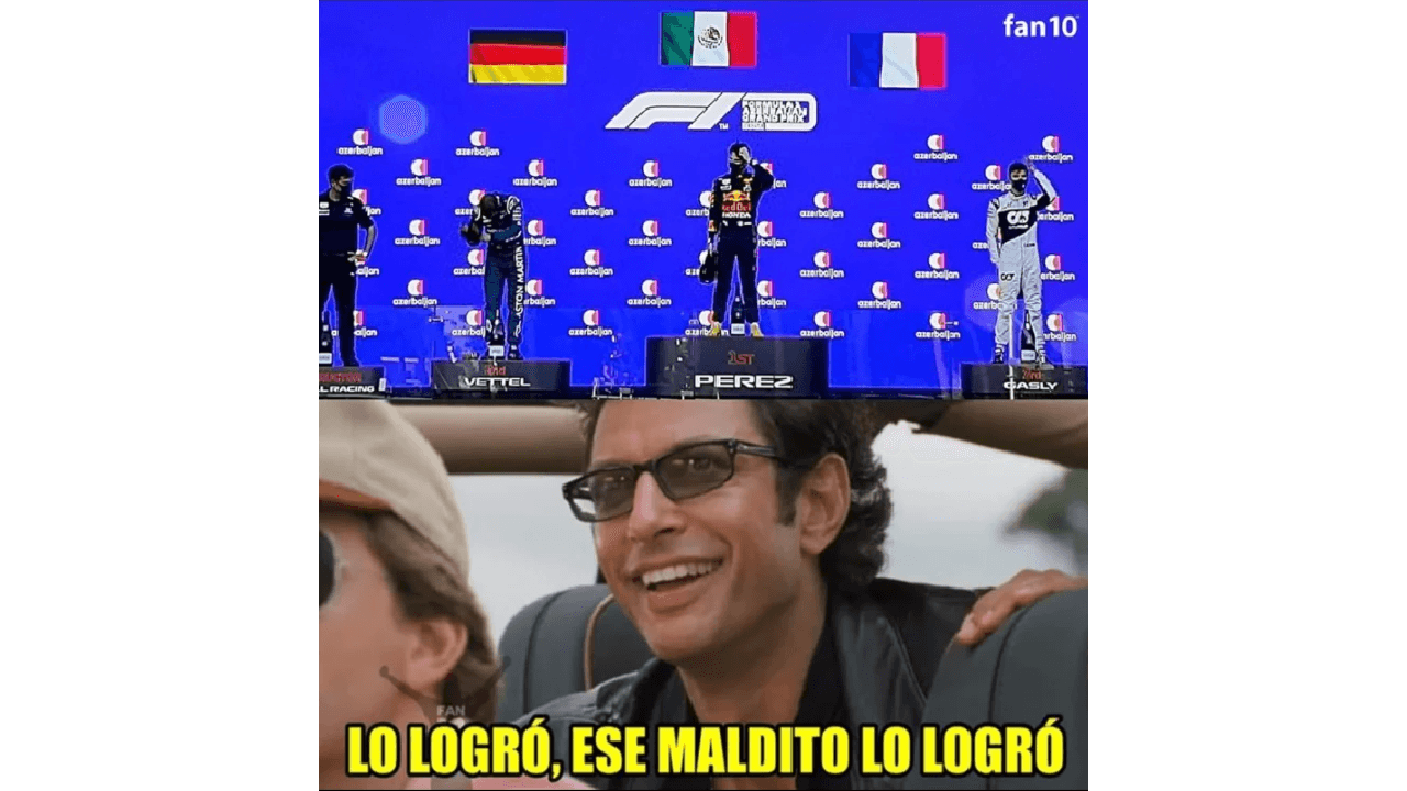 Tras el accidente de Max Verstappen de Red Bull, el mexicano 'Checo' Pérez se lleva su segundo podio en toda su carrera y los memes no perdonaron.
