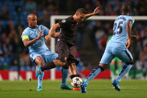 Totti y Agüero anotaron los goles del partido entre Roma y el City.