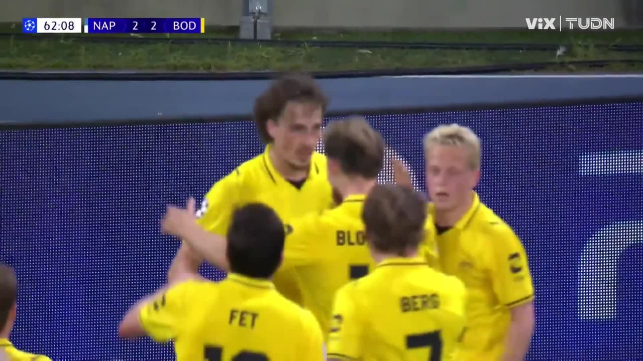 ¡Helmersen empata y Bodø/Glimt vuelve a la pelea ante Napoli!