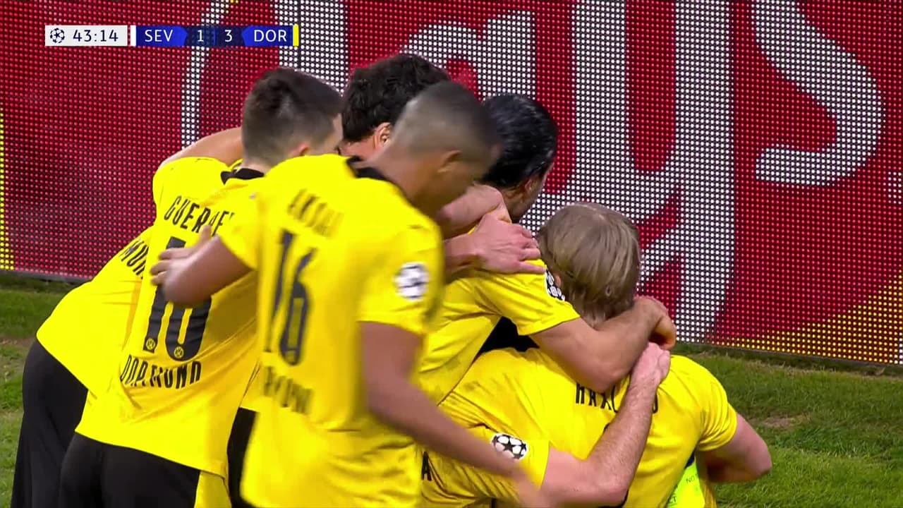 ¡GOL!  anota para Borussia Dortmund. ["Erling"] ["Braut Håland"]