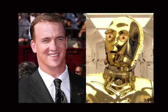 Con papel dorado en todo el cuerpo, Peyton Manning sería idéntico a C-3PO de Star Wars. (Foto: Twitter)