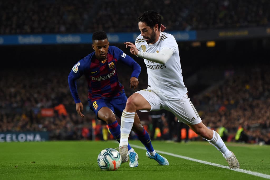 Isco se lleva a Semedo sin ningún problema, el defensor del Barça sufre.