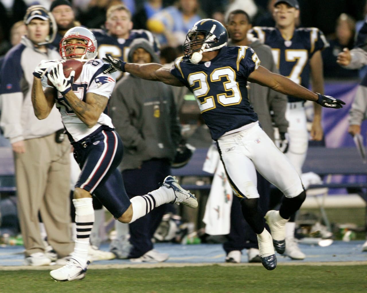 <b>Reche Caldwell</b> sólo jugó la temporada 2006 con los Patriots, en la que llegaron a la Final de la AFC. Recibió 61 pases para 760 yardas en toda la campaña. Antes jugó cuatro años con los Chargers y terminó su carrera al año siguiente con los Redskins.