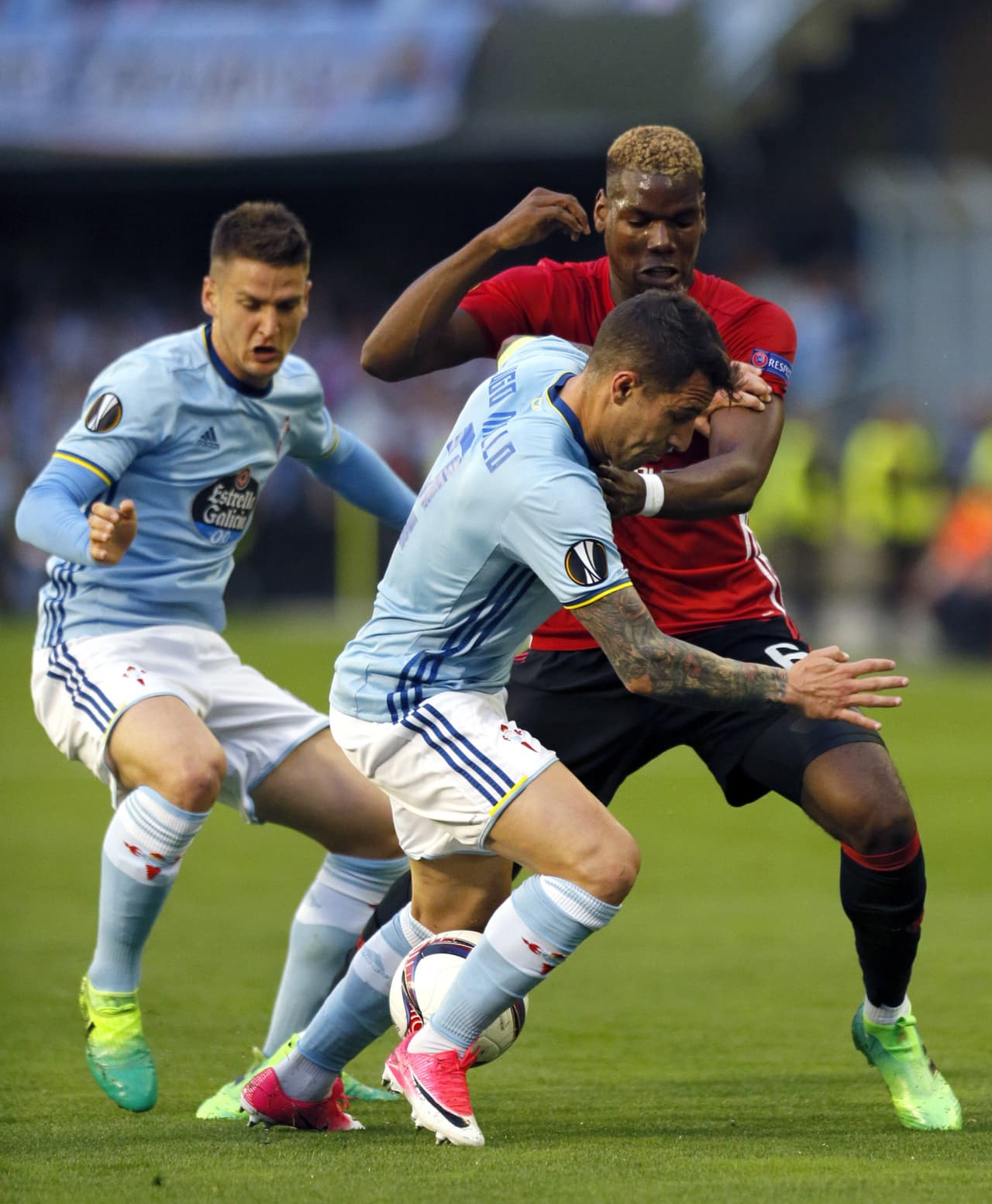 Paul Pogba, el jugador más caro en la historia del fútbol, casi que pasó desapercibido, salvo por su exéntrico pero recurrente corte de pelo. El francés fue controlado muy bien por el esquema defensivo del Celta.