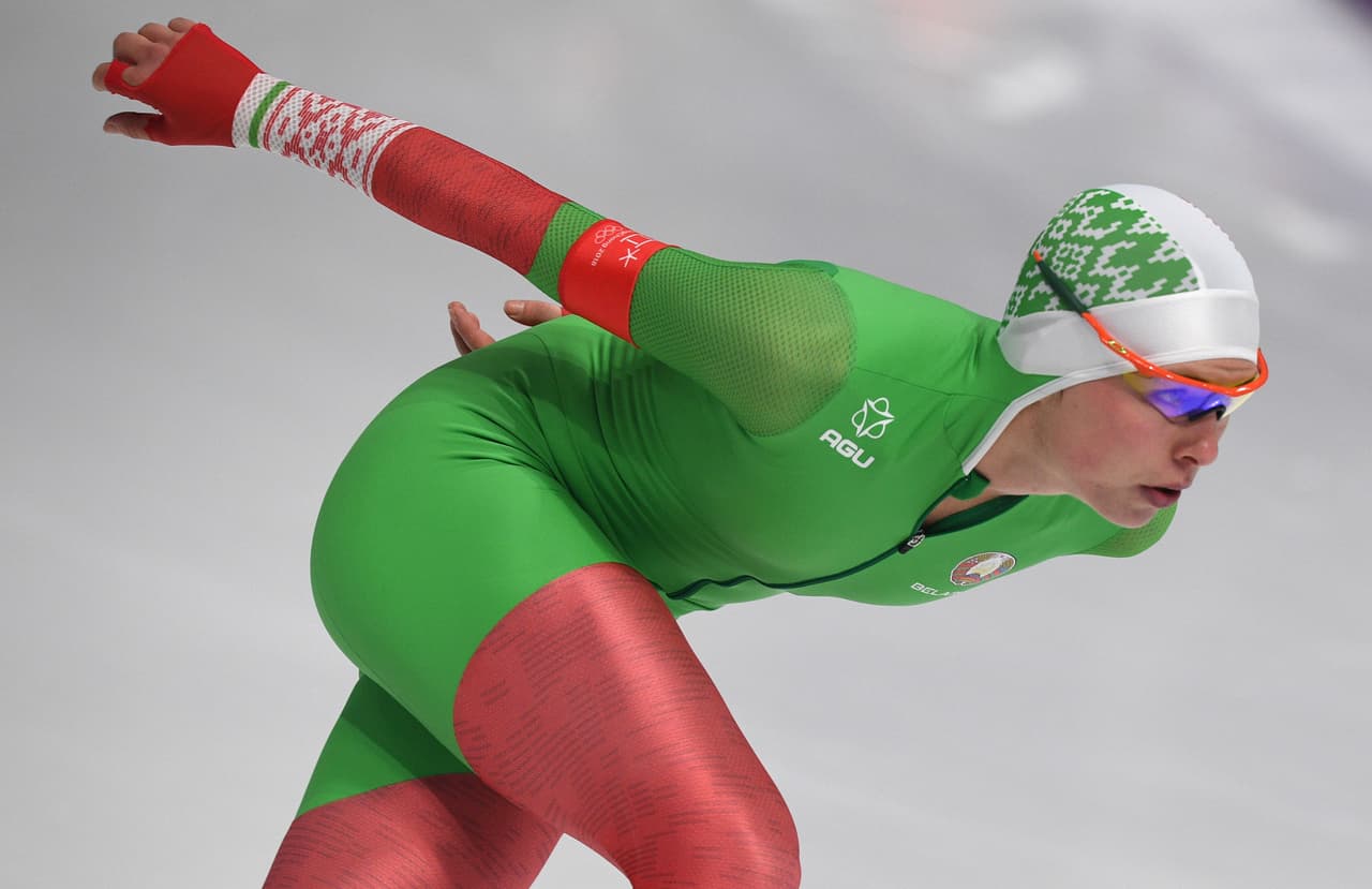 Las participantes del patinaje en velocidad mostraron su capacidad y además se destacaron por el atractivo de sus rostros y cuerpos atléticos en la jornada. Acá, Maryna Zuyeva de Bielorrusia.