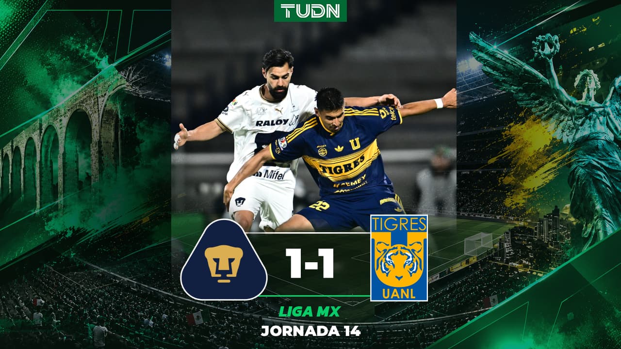 Pumas y Tigres empatan en encuentro de la Jornada 14 del Apertura 2026 de la Liga MX