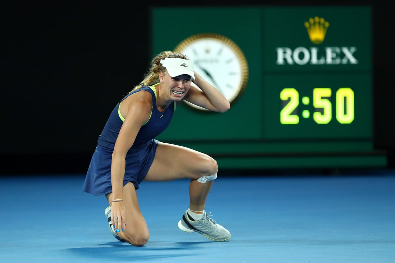 Wozniacki jugó 43 torneos de Grand Slam y 149 partidos (107 victorias y 42 derrotas) para ganar su primer grande.