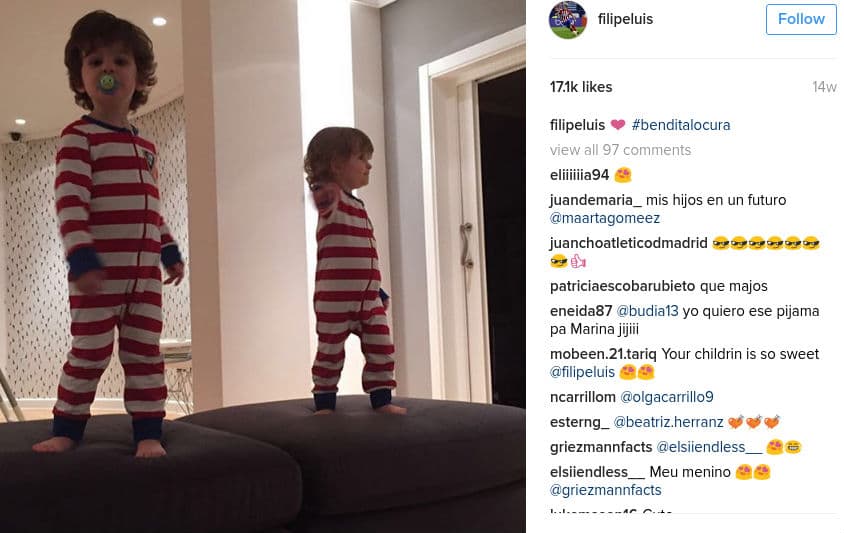 Los hijos del futbolista brasileño Filipe Luis