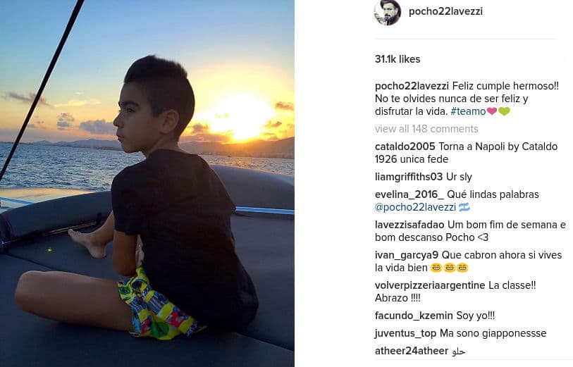 Tomás es el hijo de Ezequiel Lavezzi, sin duda uno de los jugadores favoritos de la audiencia femenina