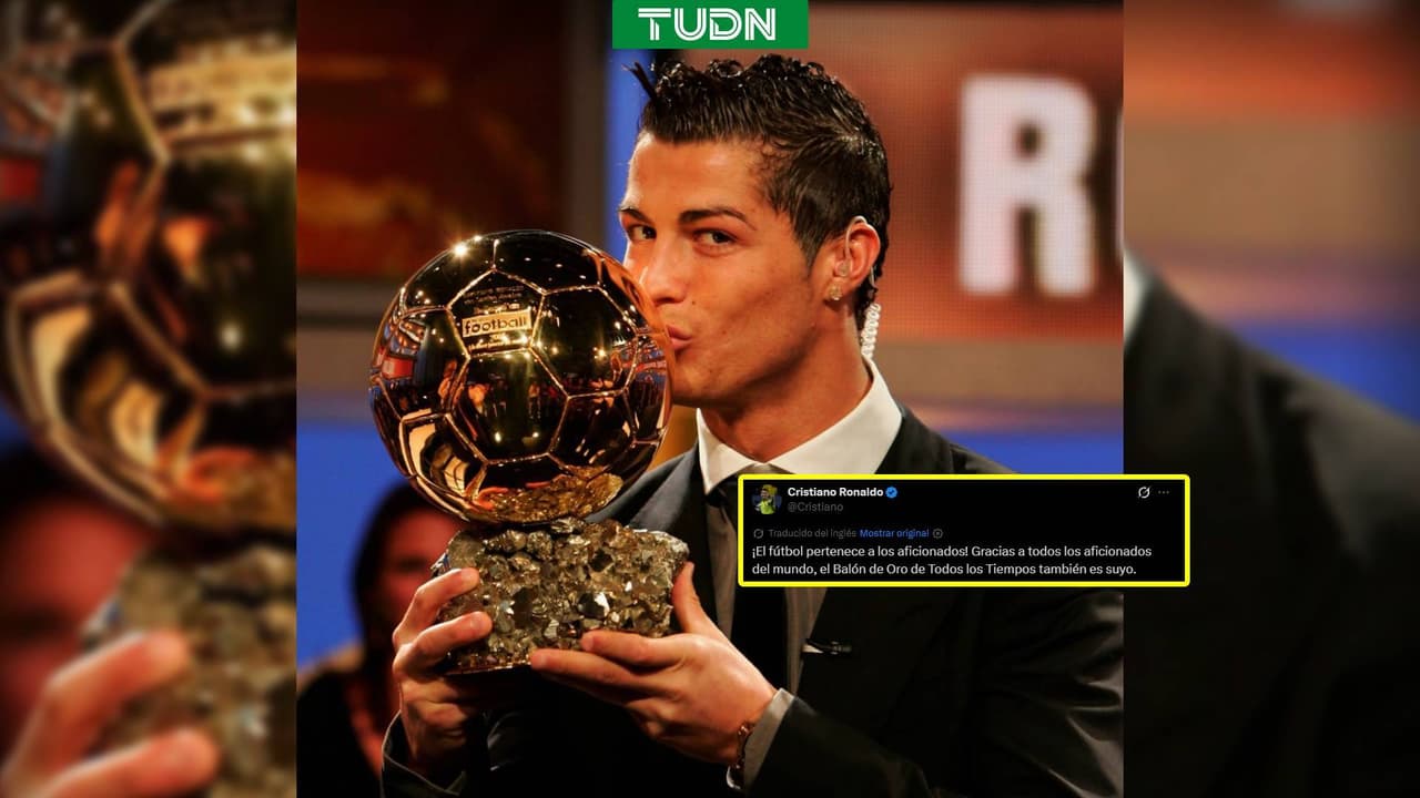 Cristiano Ronaldo reacciona tras ganar el Balón de Oro de todos los tiempos