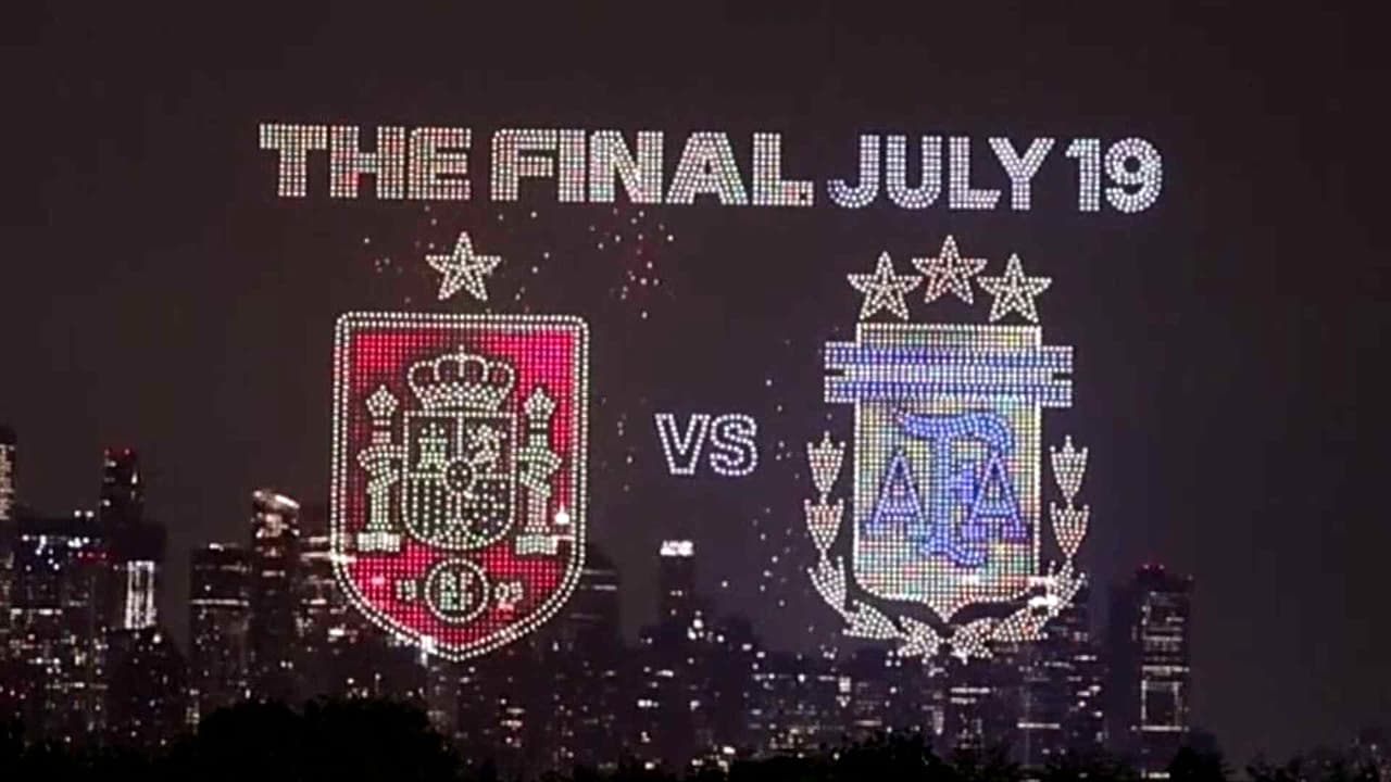 El cielo anuncia la final de la Copa Mundial, drones en Nueva Jersey sorprenden para el España Vs Argentina