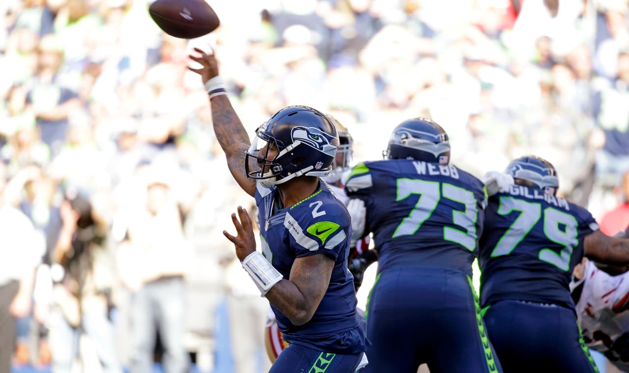Seattle Seahawks quarterback Trevone Boykin throws against the San Francisco 49ers in the second half of an NFL football game, Sunday, Sept. 25, 2016, in Seattle. (AP Photo/Ted S. Warren)