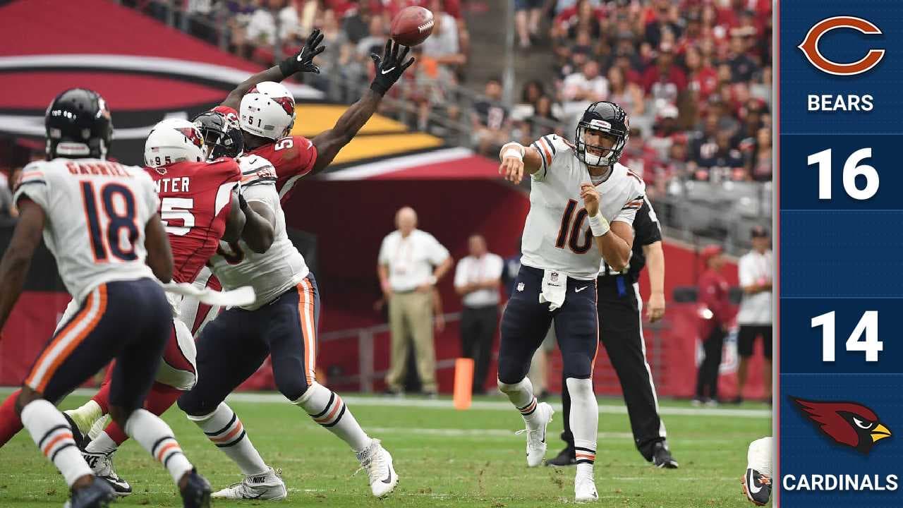 Una ofensiva inerte perjudicó a los Cardinals y están con récord de 0-3 ahora, mientras que Chicago vino de atrás y con gol de campo de Cody Parkey, de 43 yardas, para consumar el regreso para ganar.